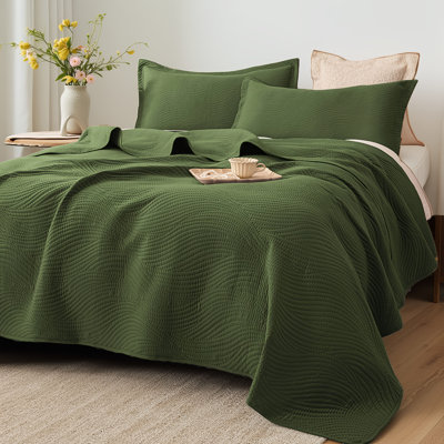Ensemble de couvre-lit 3 pièces XAKING - Ensemble de courtepointe légère en microfibre réversible et respirante avec 2 taies décoratives
