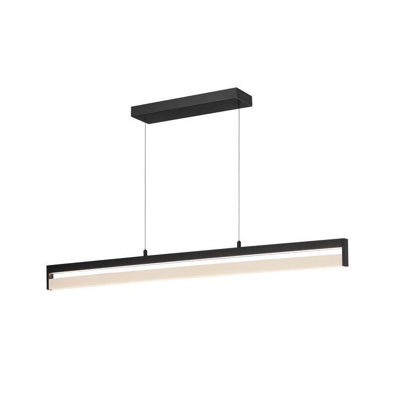 Alessandrini 1 - Light Matte Black LED Kitchen Island Pendant, 3.75" H x 48" W x 1.25" D