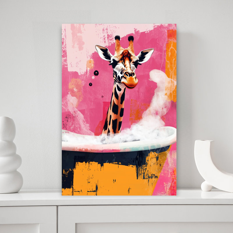 Giraffe In Bathtube 1 by Justyna Jaszke - Wrapped Canvas Print, 45.72 cm H x 30.48 cm W