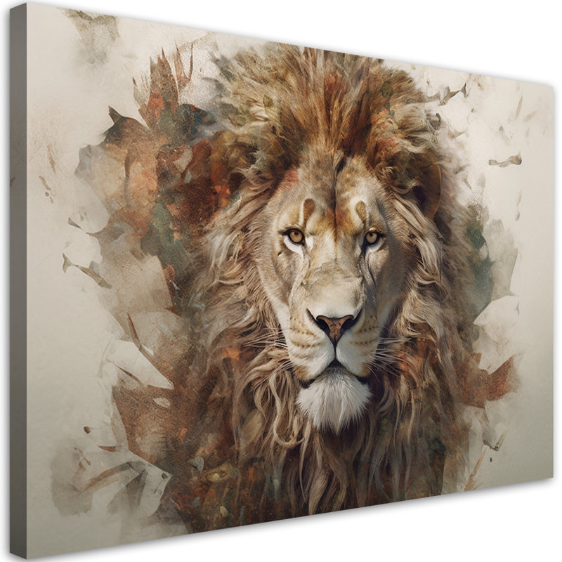 Lion Animal - No Frame Print on Canvas, 60cm H x 90cm W