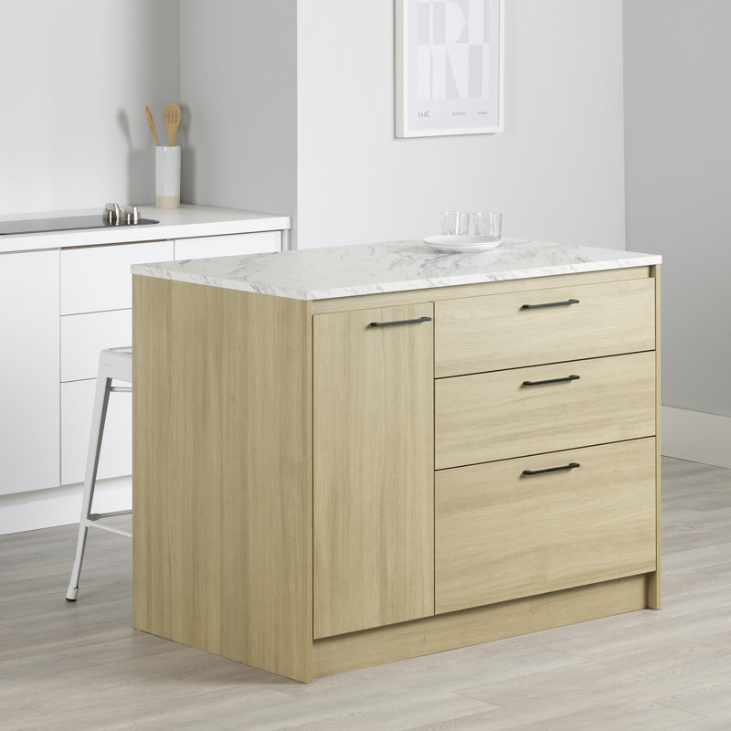 Myro  Kitchen Island With Door And Drawers, Brown