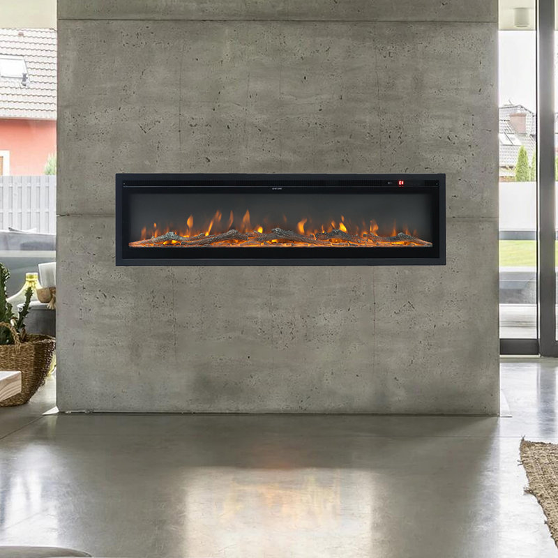 Ketilfrith Electric Fireplace with Remote Included, 12 Flame Colours, and 1800W, 34.1cm H x 101.6cm W x 14.2cm D