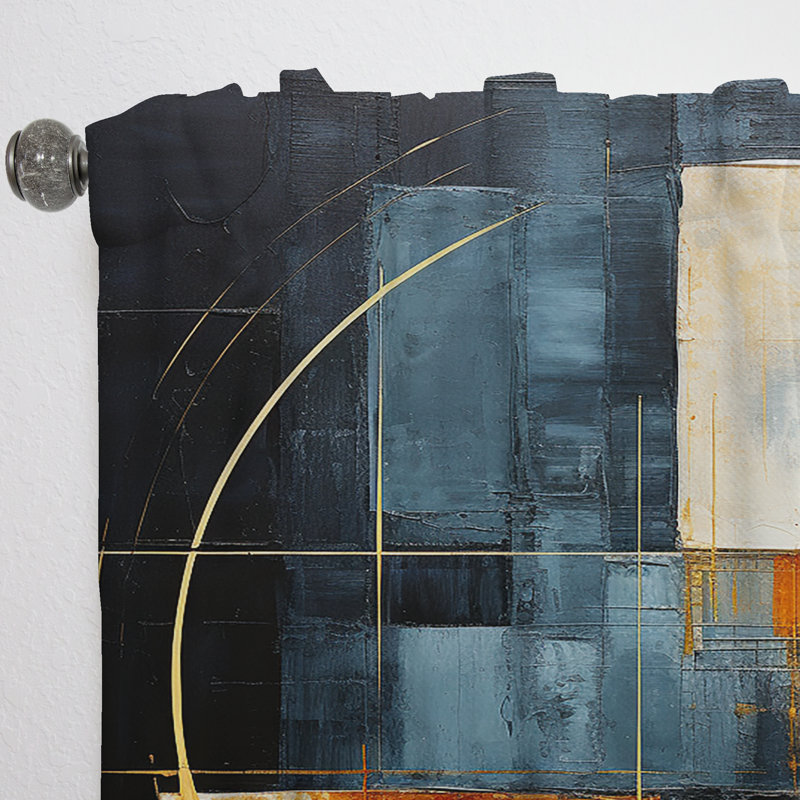 Tiberius Black And Gold Geometrics Arches I - Shapes Curtain - Velvet Room Darkening - 1 panel, 52" W x 120" L