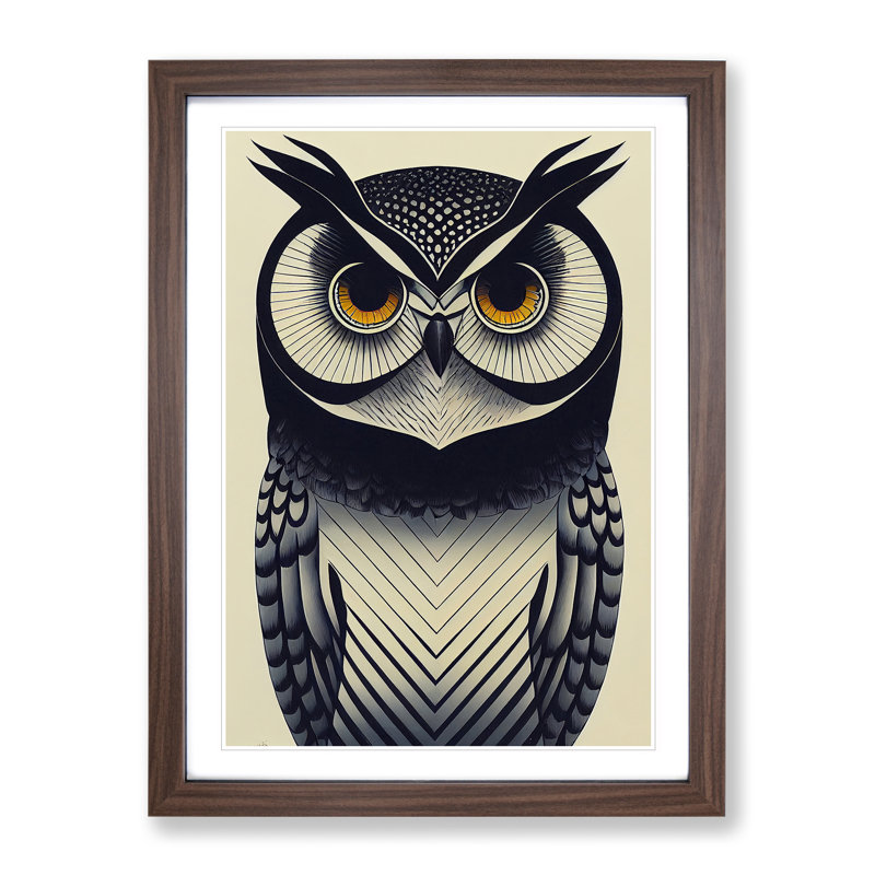 The Wild Owl - Framed Print, Walnut, 46cm H x 34cm W x 2cm D