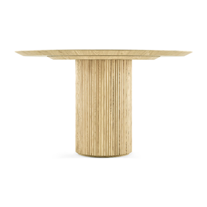 Table de salle à manger ronde en bois naturel cannelé Piper