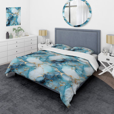 Ensemble de housse de couette céleste or et bleu