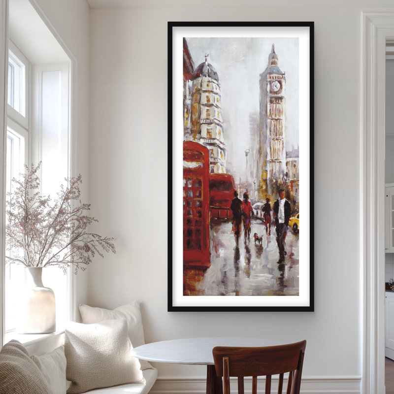 Big Ben London, reproduction encadrée avec passe-partout rouge | Décoration intérieure