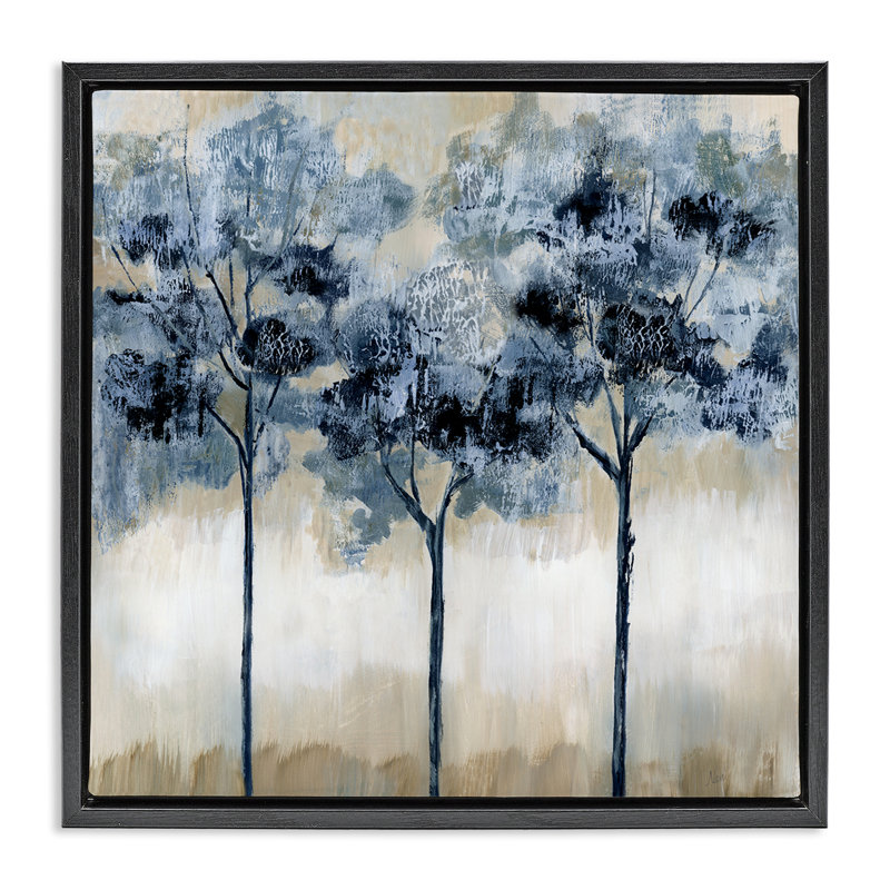 Trio d'arbres tachetés, Cadre flottant noir de jais, H 18 po x l 18 po