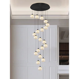 20-light Black Crystal Ball Chandeliers   for Living Room Bedroom, Dining Room Chandelier Over Table D28''x H130''