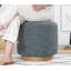 Élégant pouf avec pieds en bois gris de 16,5 po de hauteur x 17,7 po de diamètre | Housse 50% coton / 50% lin | 35 éponges orthopédiques 35 po., 2,4 po d'épaisseur | Parfait pour le salon, la chambre à coucher et la détente-2138950372