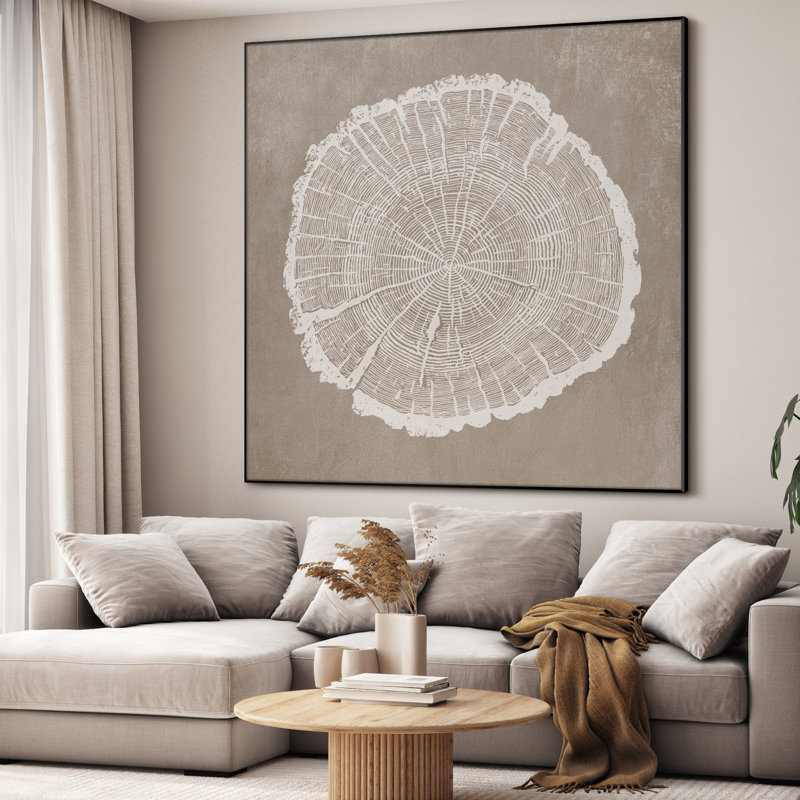 Très grand arbre rustique, impression d'art mural inspiré d'une tranche de bois naturel pour le salon ou la chambre à coucher, assemblage de cadre requis