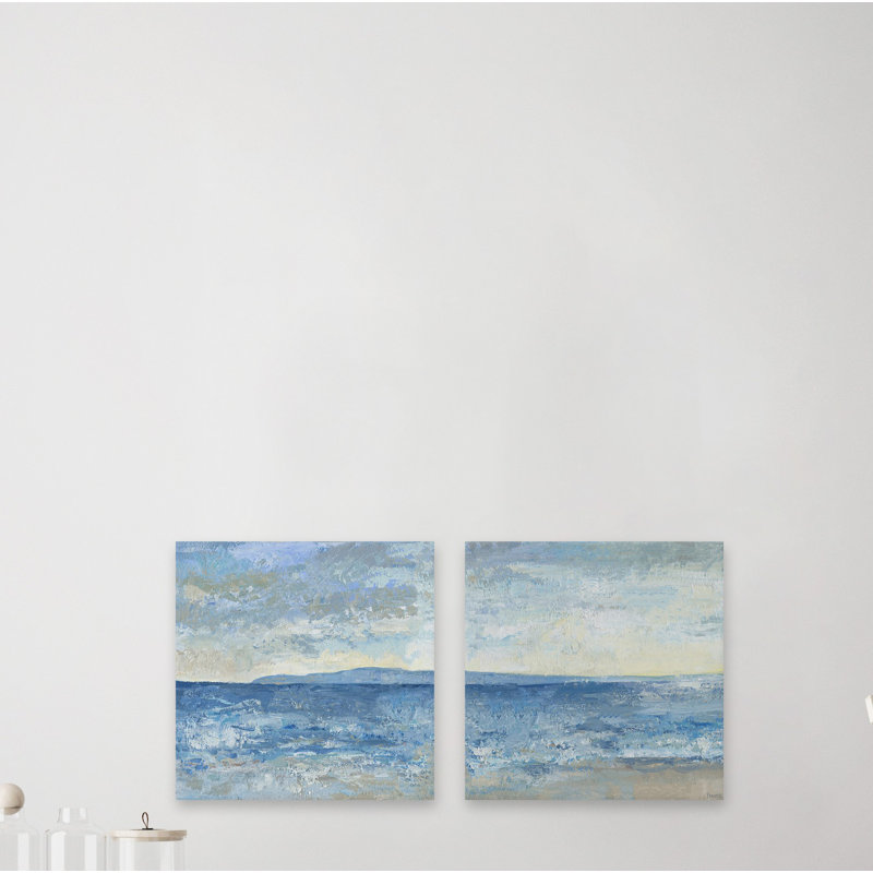 «Massive Sea» par Parvez Taj - ensemble de 2 peintures sur toile tendue, H 24 po x l 24 po x P 1,5 po