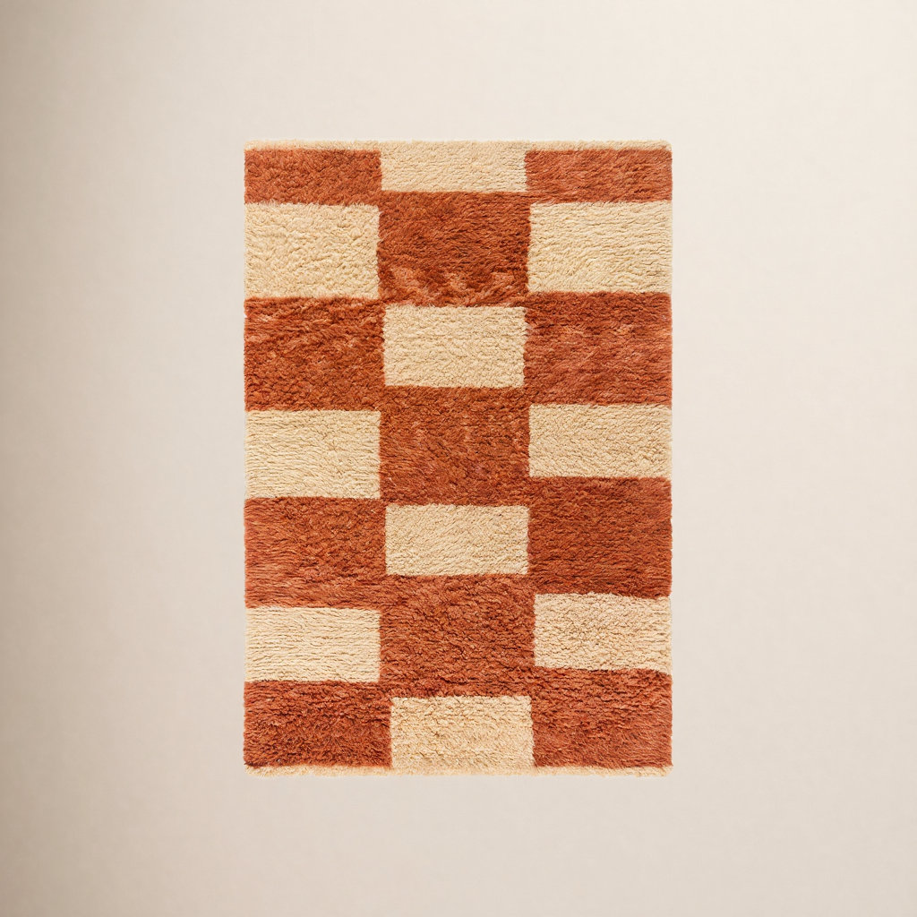 Anemone Hand-Tufted Checkered Shag Rug, Rectangle 9' x 12'