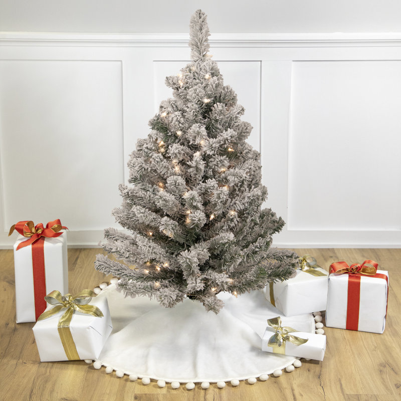 Arbre de Noël artificiel moyen enneigé 3 pi avec lumières claires Madison