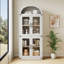 Bibliothèque de 72 po de hauteur avec portes vitrées, armoire de rangement à 4 niveaux pour présentoir de construction robuste, organisateur de plancher moderne pour le bureau à domicile, blanc-672789912