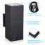 Applique murale d'extérieur 12 po à DEL rectangulaire vers le haut et le bas, appliques murales d'extérieur modernes, base E26 de 60 W maximum, homologué ETL, noir mat-1889010652