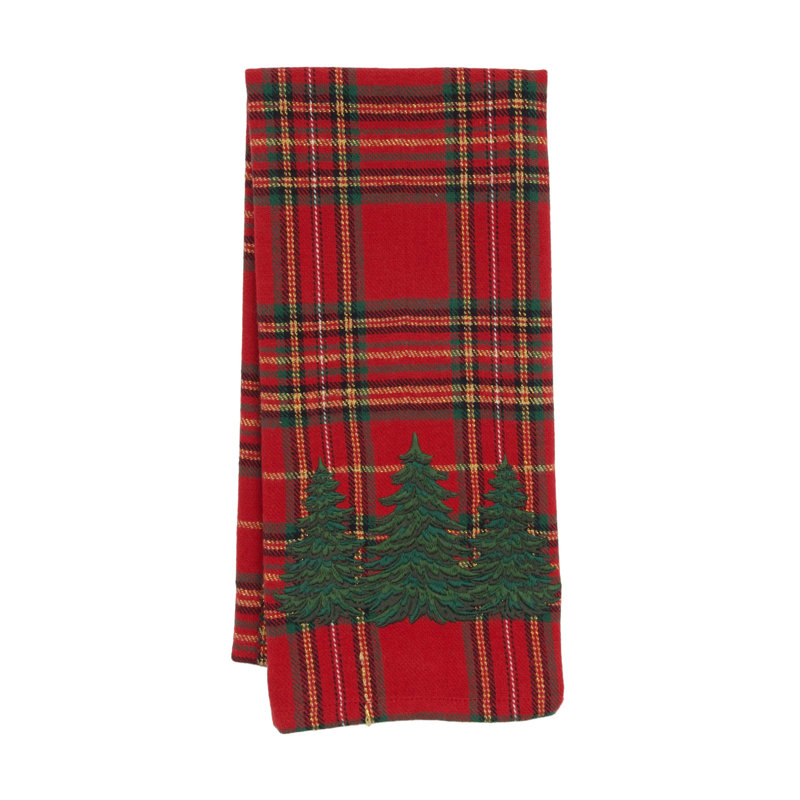 Serviette de Noël brodée écossais épinette
