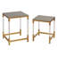 Tables gigognes carrées Dajee avec pieds en acrylique transparent, ensemble de 2