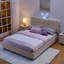 Grand lit tapissier pour enfant avec tête de lit surdimensionnée, lumière DEL et 4 tiroirs de rangement, tissu bouclé-1535477892-1535477889