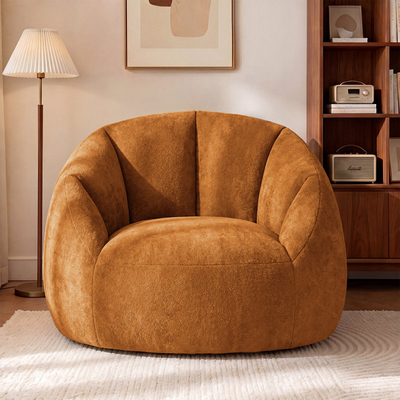 47" Oversized Compression Plush Microfiber Soft Shell Bean Bag Chair, Orange