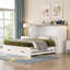 Grand lit escamotable avec station de charge et tiroir de rangement | Lit pliant peu encombrant pour chambres d'amis / petits espaces, blanc-175510032-175510033