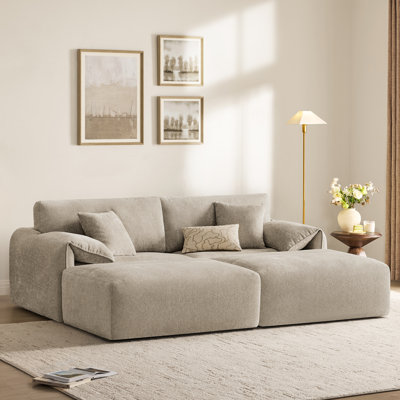 Bodhild 94.8" Feather-Filled Chenille Upholstered Sleeper Sofa
