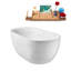 Baignoire autoportante blanche lustrée 55 "avec drain interne Streamline