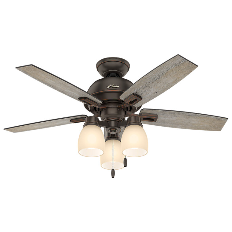44" Donegan 5 - Blade Standard Ceiling Fan with Pull Chain and Light Kit Included