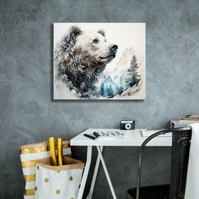 Millwood Pines 'Watercolor Bear Profile' by Momart Canvas Wall Art