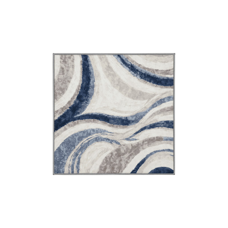Machine Washable Gray Area Rug, Square 8'