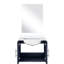 24 po Comptoir de salle de bain bleu marine - comptoir en quartz blanc, miroir 18 po, meuble-lavabo spacieux avec compartiment de rangement X 22 po, quartz, tiroir-1804093344
