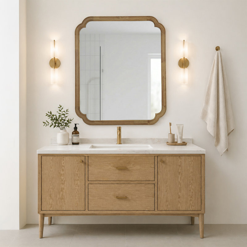 Miroir mural Ali, 1, Bois naturel, 36 po x 30 po