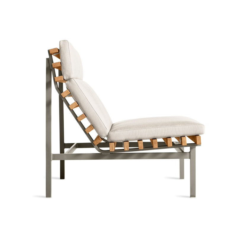 Perch Outdoor Teak Chaise Lounge, Sunbrella Linen, Charcoal