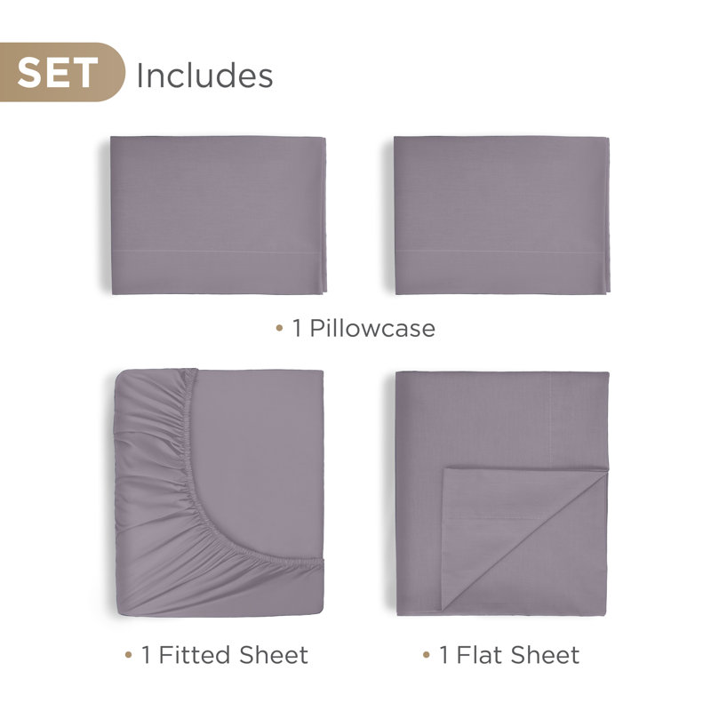 Martex T700 Supima Iris, King Sheet Set with 2 Pillowcases, Purple