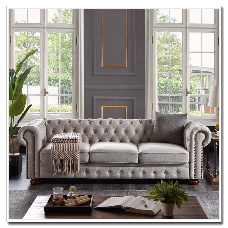 Canapé Chesterfield de salon, Gris clair
