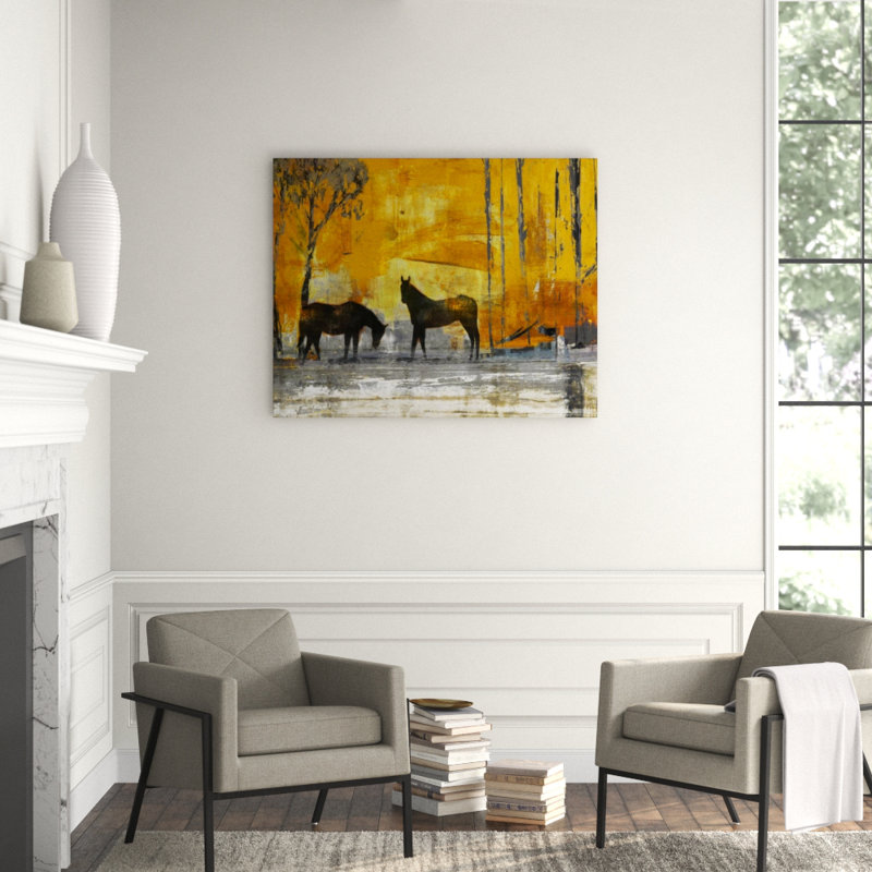 Ochre Field Print by Sofia Fox, 40" H x 50" W x 1.5" D, Knife Gel