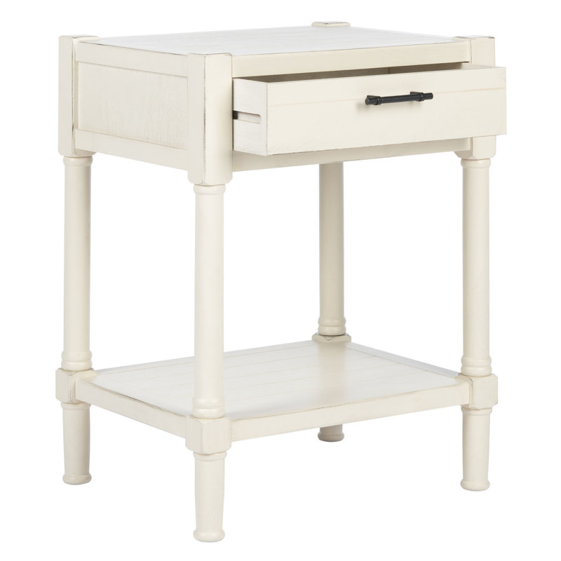 Theresa End Table with Storage, Distressed White