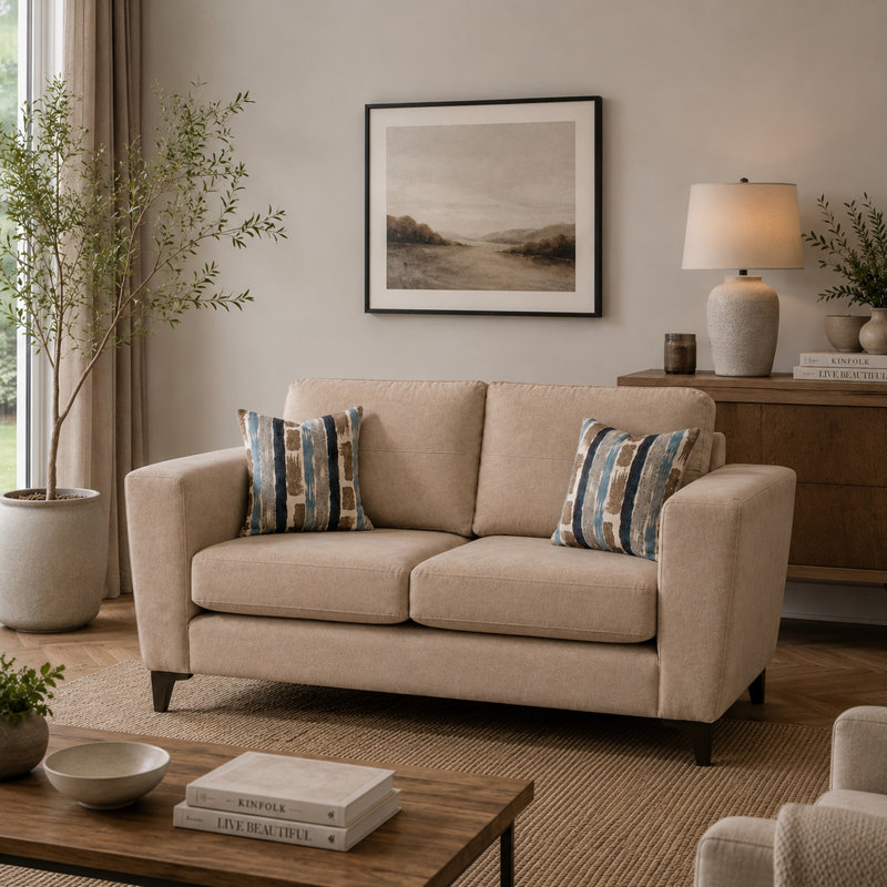 Orion Textured Weave Sofa- Made in UK, Mink, 2