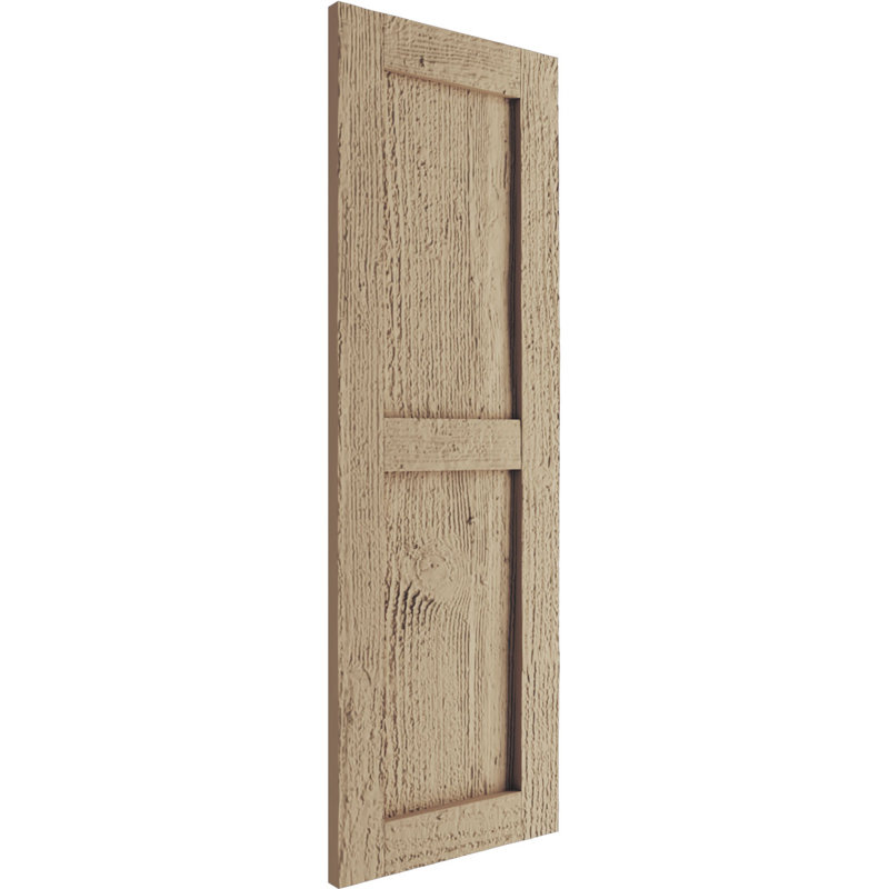 Rustic Tan Faux Wood Shutters with Rough Sawn Finish, 15" x 24"