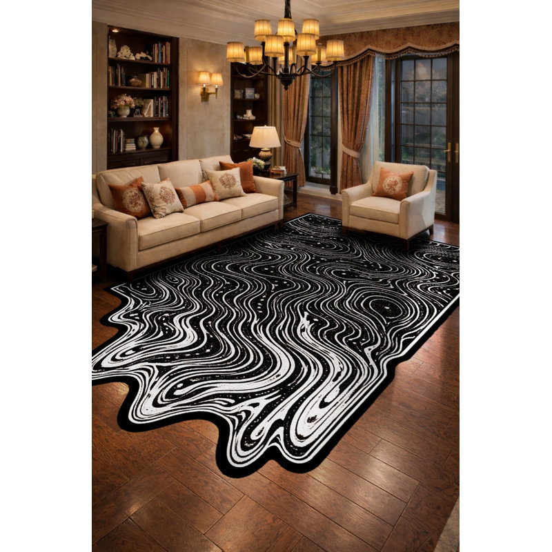 Tapis noir Mosso, 4'11" x 9'10"