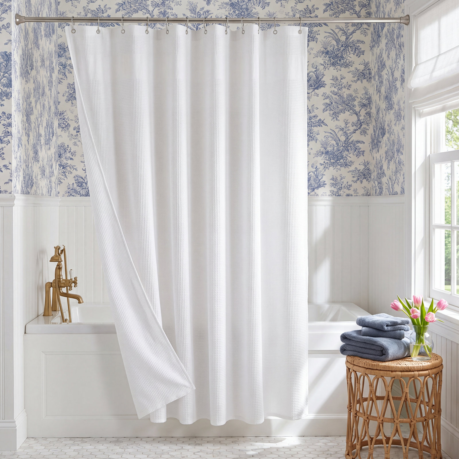 Brett Cotton Shower Curtain, White