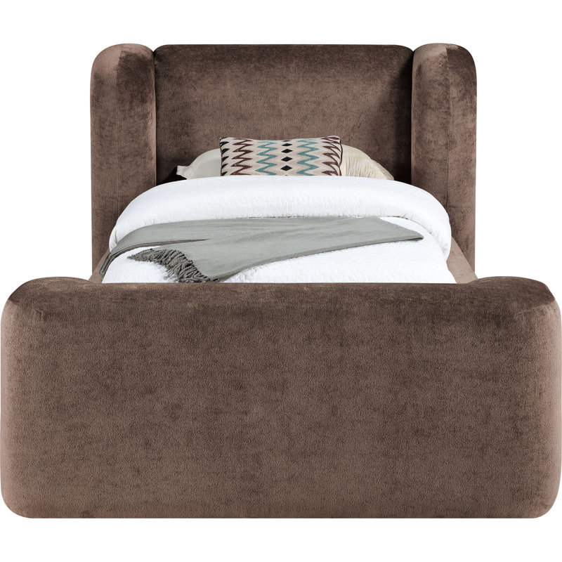 Modena Jadeth Chenille Fabric Bed, Twin, Brown Chenille Fabric