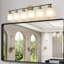 Meuble-lavabo moderne doré, 6, abat-jour en verre givré, luminaire mural 6 avec éclairage et vestiaire-116642431-116642419-116642418