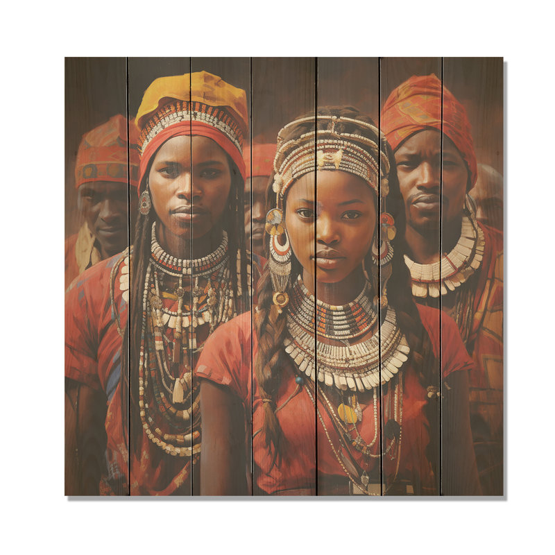 «African Samburi Vibrance IV» - Balenciaga sur bois, H 30 po x l 30 po