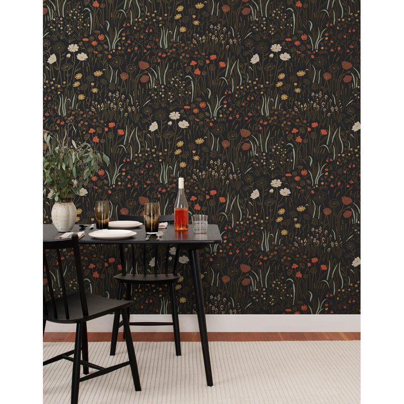 Alpine Garden Multi Wallpaper | Traditional / Roll - 27" x 30', Ebony