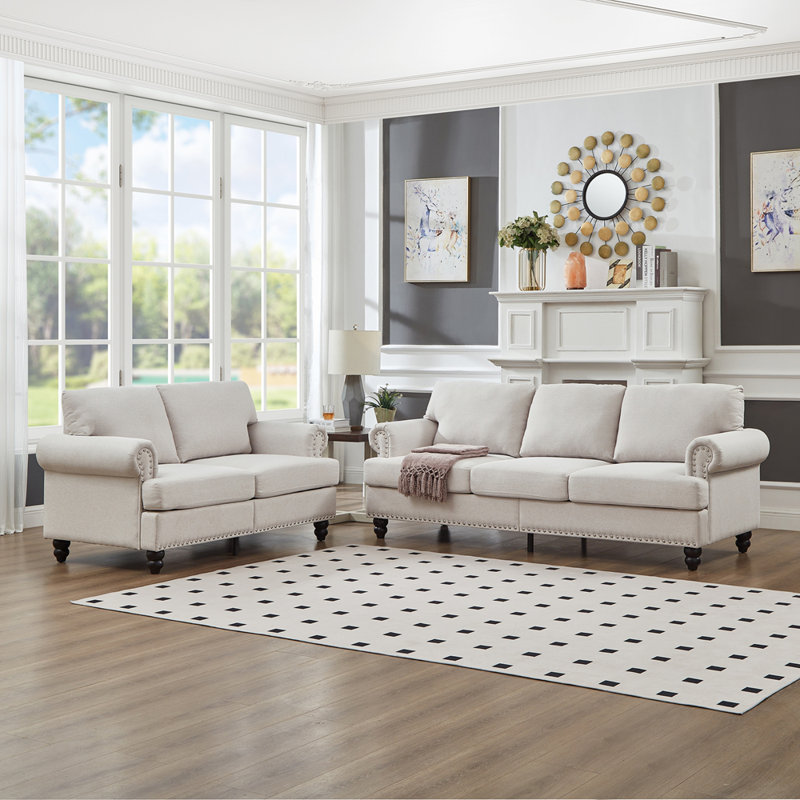 Canapé en tissu 2 + 3 places, Beige