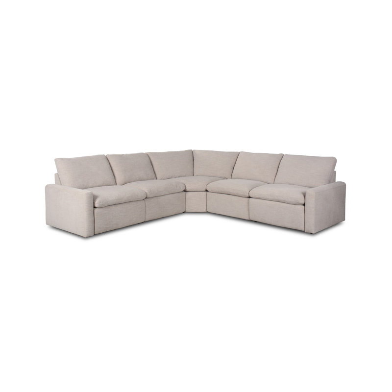 Tillery 5 - Piece Upholstered Sectional, Laken Stone Performance Weave