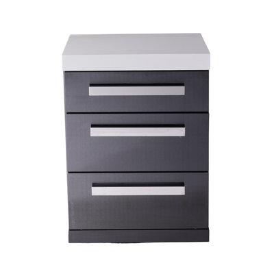 Module d'armoire supplémentaire droit en acier inoxydable noir l 25 po x P 23 po x H 35 po Mont Monti avec 3 glissières de tiroir à fermeture en douceur pour barbecues au gaz pour îlot de cuisine extérieur modulaire MAi805-BSS et MAi400-BSS + comptoirs en granit blanc + roulettes - Madrw-BSS