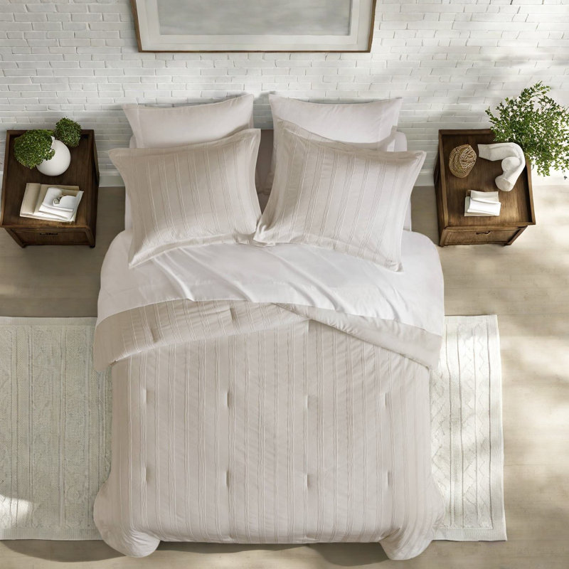 de literie pour grand lit deux pièces, doux tissé à rayures en polyester, parfait pour les chambres à coucher modernes