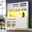 Kitchen Cabinet With Led, 5 Doors, 3 Drawers And Wine Rack Natural-122746430